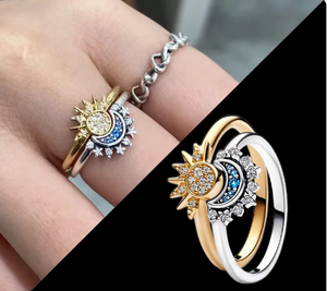 Anillo Sol y Luna modelo Pandora® 2 en 1 | ENVIO GRATIS +CAJITA  DE REGALO🌞🌙